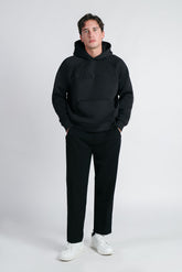 FELPA CON LOGO CAPPUCCIO E MARSUPIO NERO